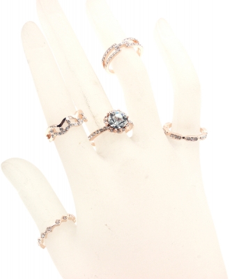 5Pcs  Rhinestone Ring Set  RZ300126 ROSEGOLD CL
